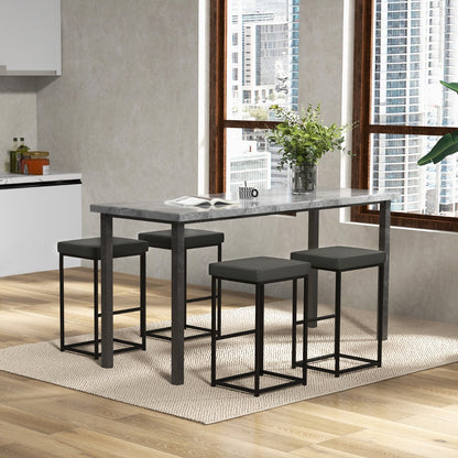 76 cm Barstools Set of 4 with PU Leather Cover and Footrest-Grey