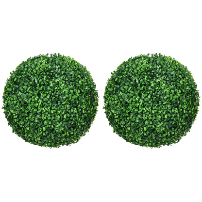 HOMCOM Set of Two Artificial Boxwood Balls Plants - Green