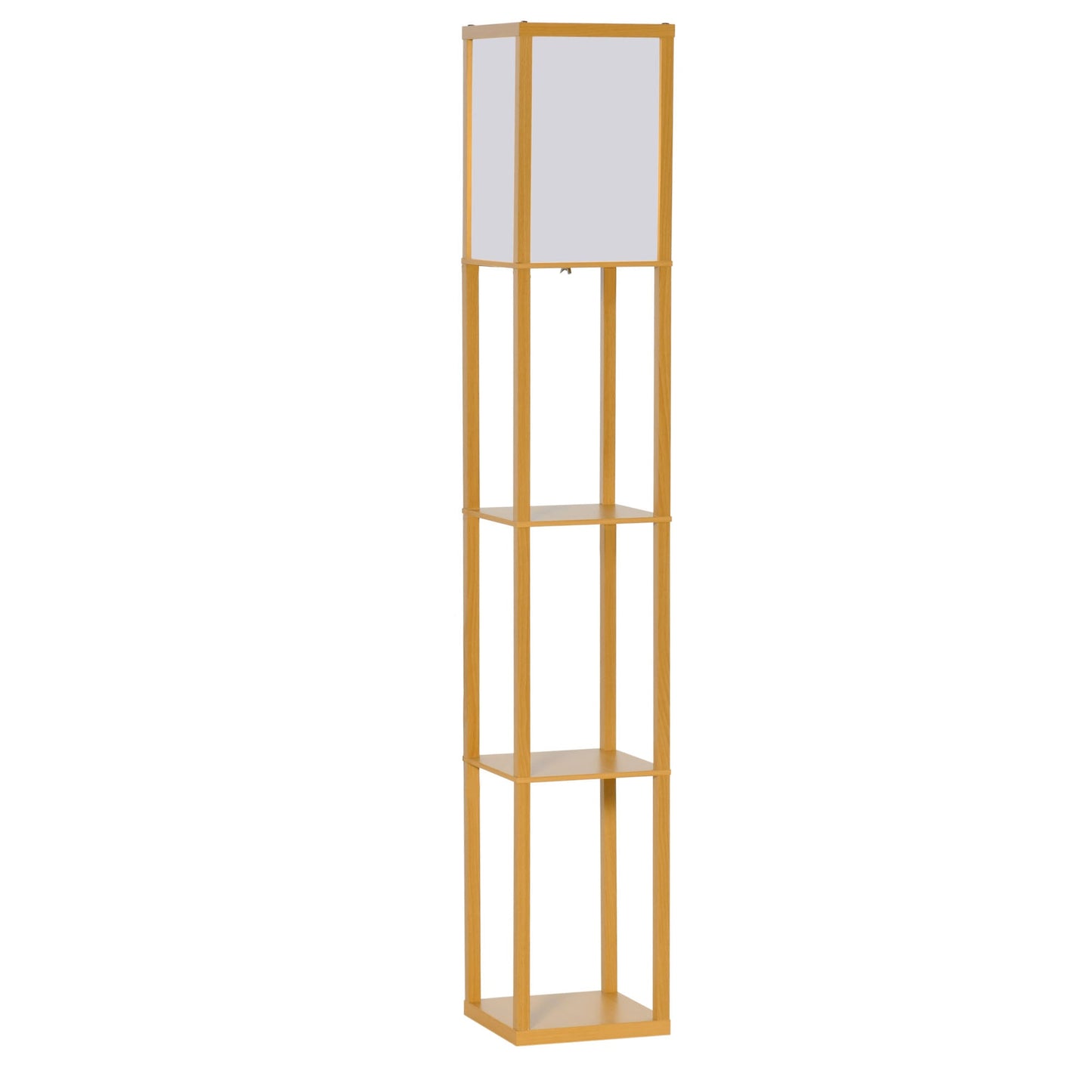 HOMCOM 3-Tier Floor Lamp, Floor Light with Storage Shelf, Reading Standing Lamp with Acrylic Shade for Living Room, Bedroom, Kitchen, Dining Room, Office, Dorm, 160cm, Natural