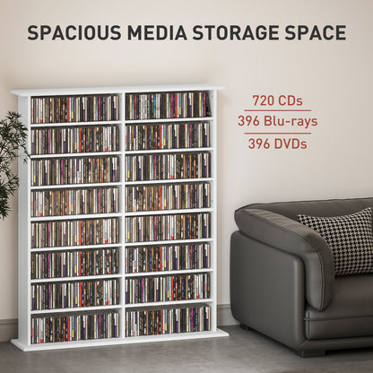 HOMCOM 16-Compartment Media Shelf- White