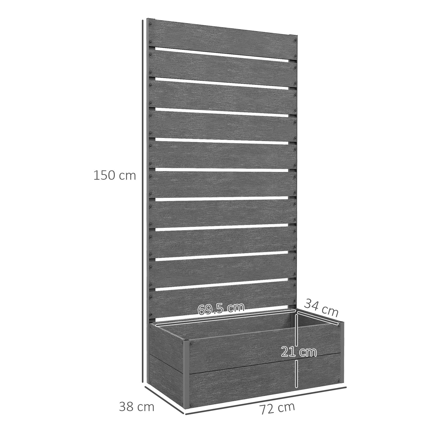 Outsunny Garden Planter with Trellis Wooden Planter for Garden & Patio Family Use, Grey