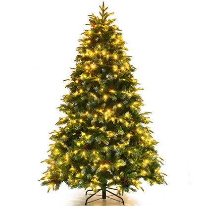 7ft Hinged Life-Like Christmas Tree with 450 LED Lights Pre-Lit Artificial Xmas Tree