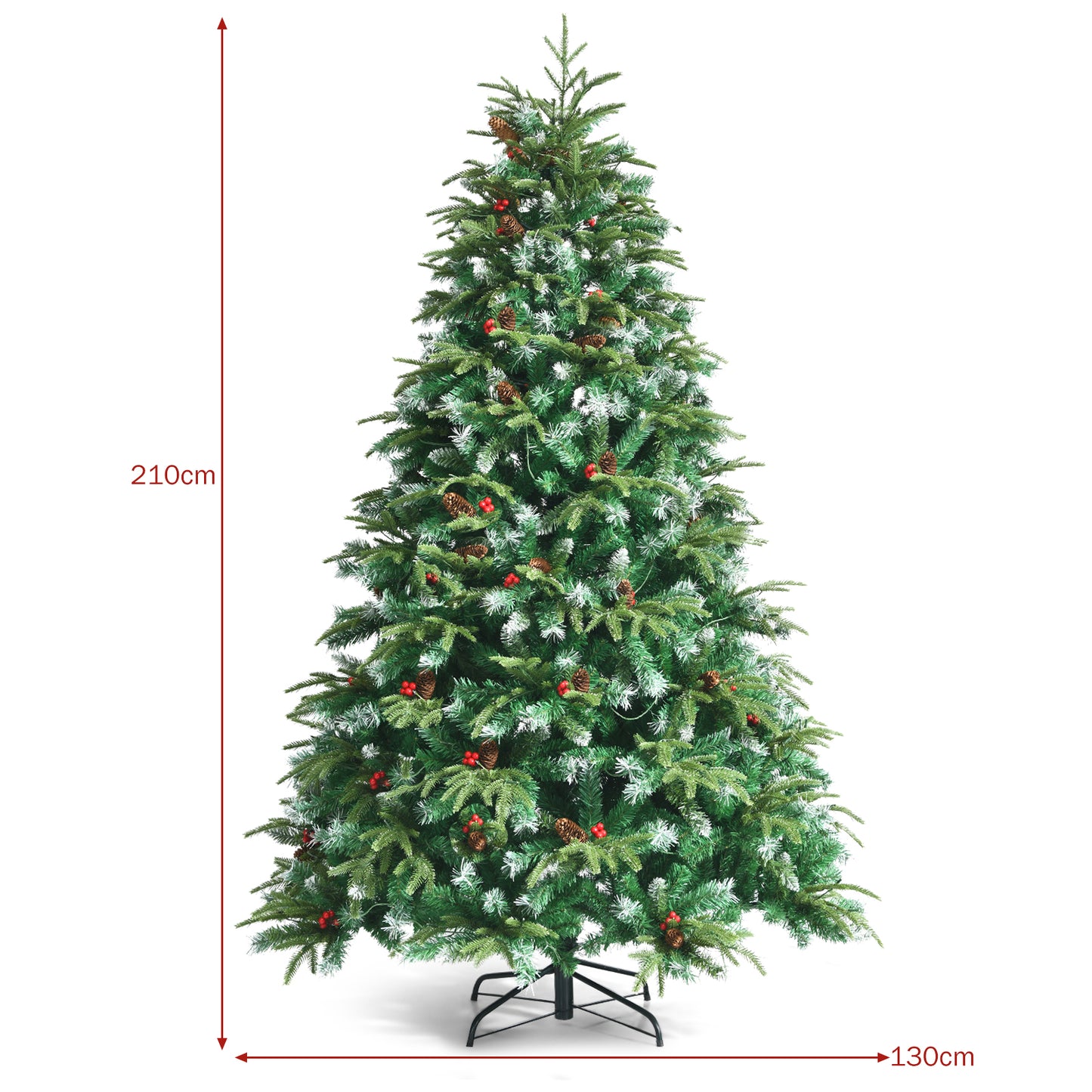 7ft Hinged Life-Like Christmas Tree with 450 LED Lights Pre-Lit Artificial Xmas Tree