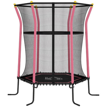 HOMCOM Kids Trampoline Mini Bouncer with Enclosure Safety Net For Ages 3-10 Years - Pink