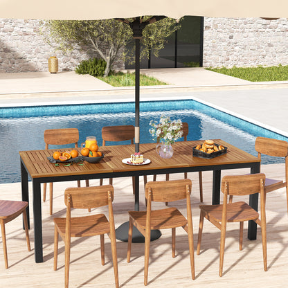 8-Person Outdoor Dining Table with Umbrella Hole for Garden Poolside