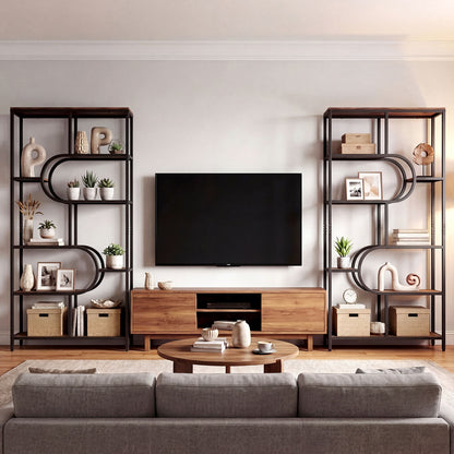 8-Tier Bookshelf Tall Etagere Bookcase with Open Storage Shelves-Brown