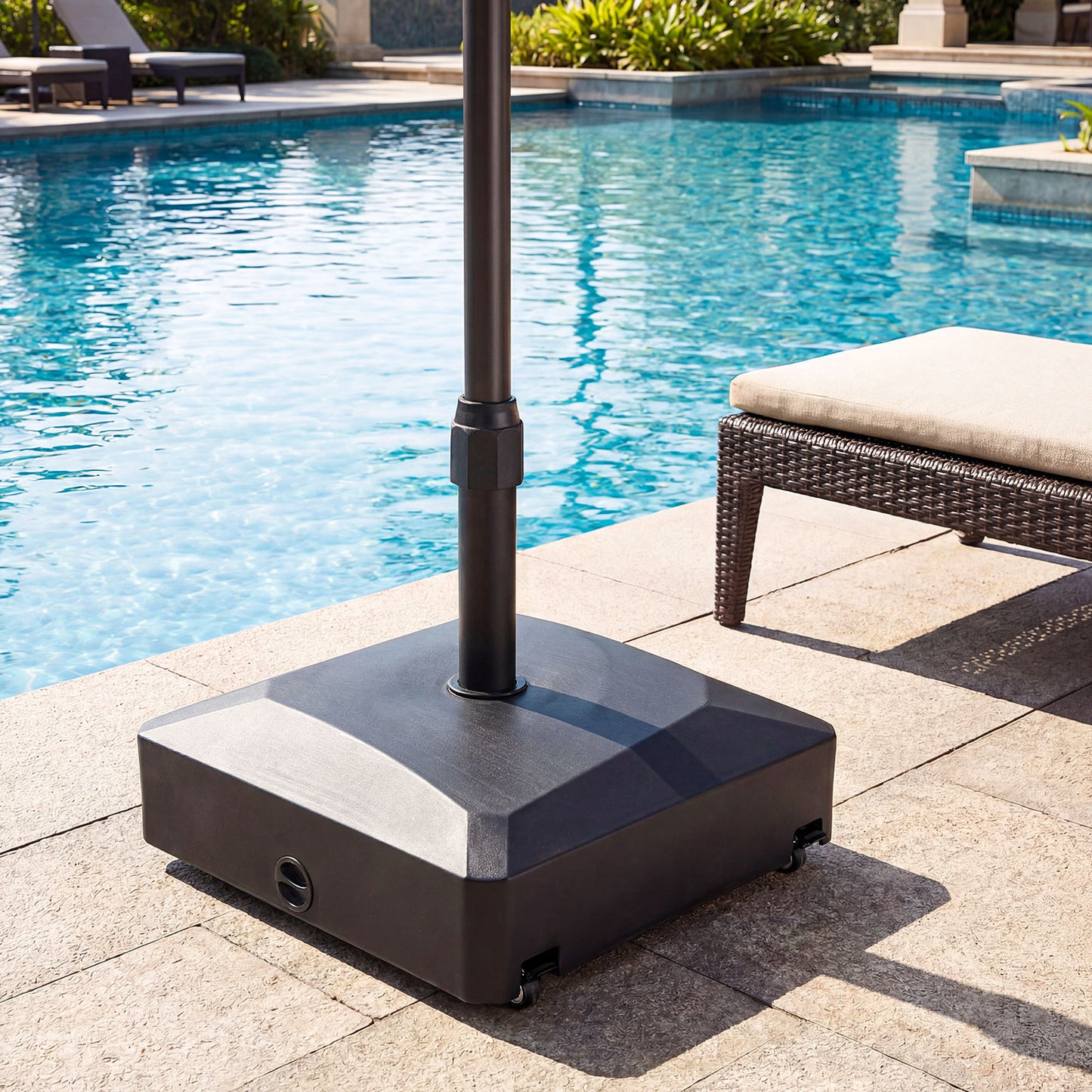 80 kg Fillable Mobile Umbrella Base with 4 Wheels-Black