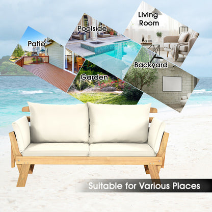 3 in 1 Convertible Cushioned Loveseat Lounger Couch with Pillows-White