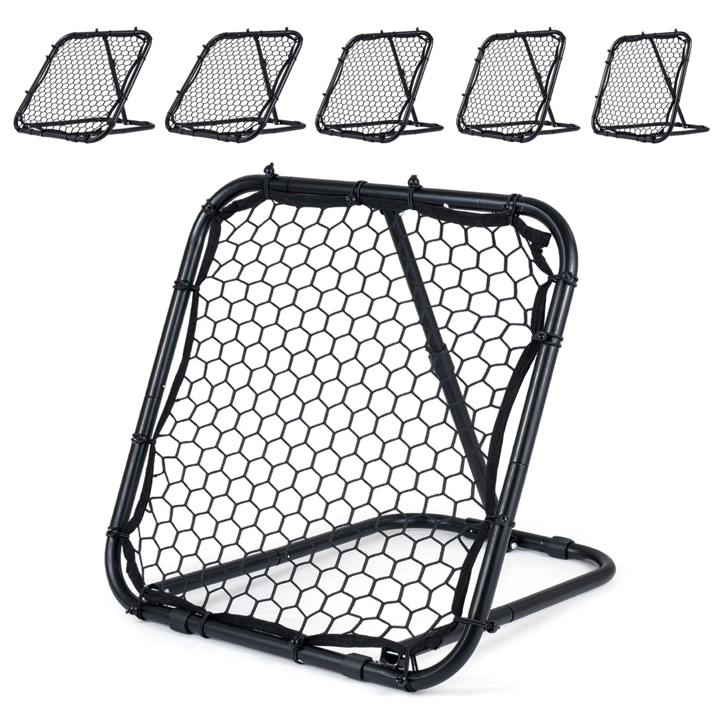 85 x 85 cm Football Rebounder with 5 Adjustable Angles and 4 Ground Stakes
