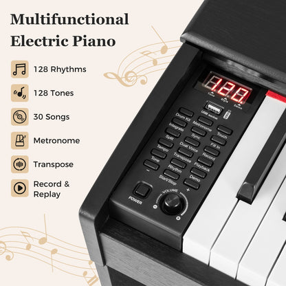 88-Key Hammer Action Weighted Keyboard Upright Digital Piano for Beginners-Black