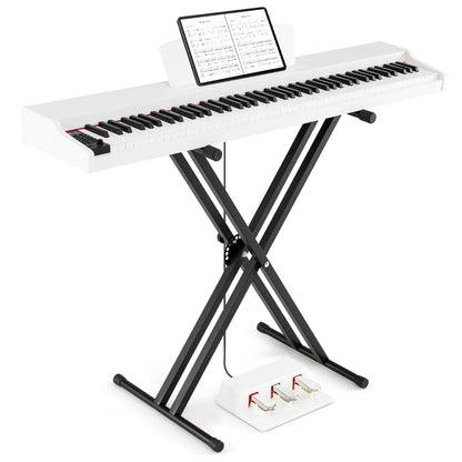 88-Key Keyboard Piano Set Full Size Semi-weighted Digital Piano-White