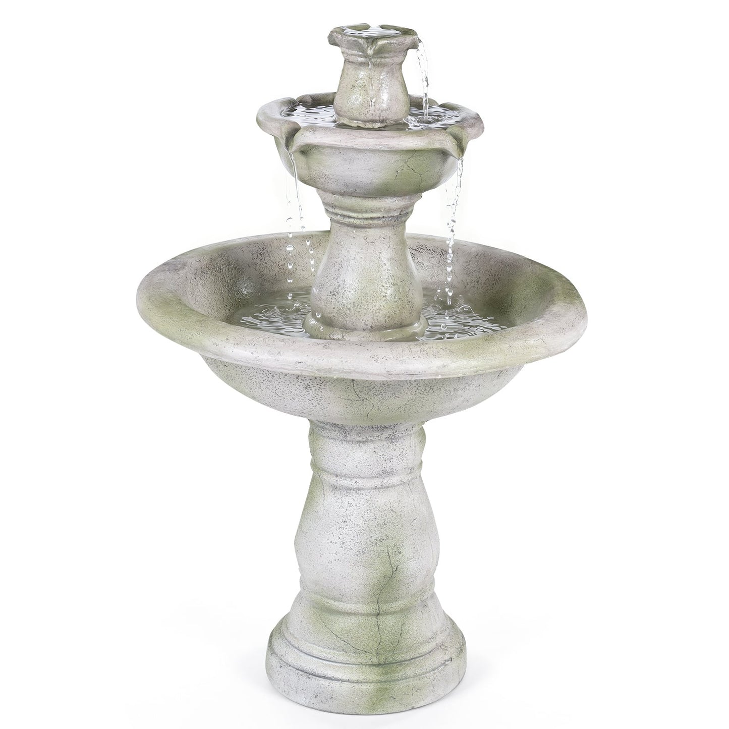 89 CM Large Waterfall Fountain Outside for Patio Lawn Yard Decoration