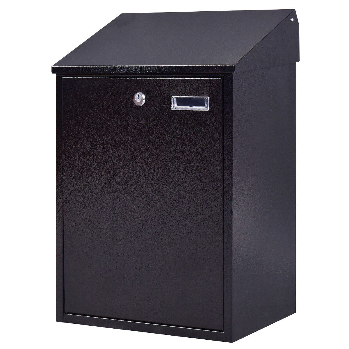 Steel Lockable Postbox Locking Home Letter Post Box Wall Mounted-Black