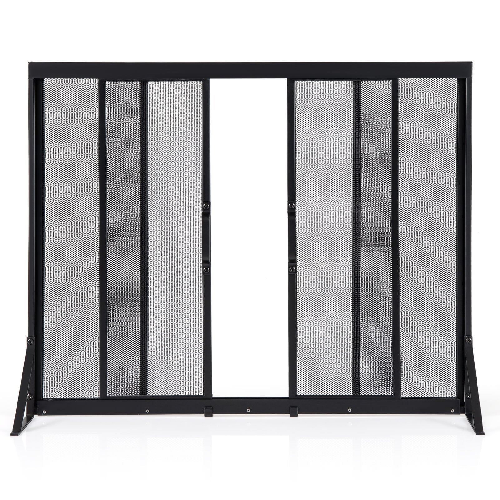 89 x 72 cm Metal Fireplace Screen with Sliding Doors