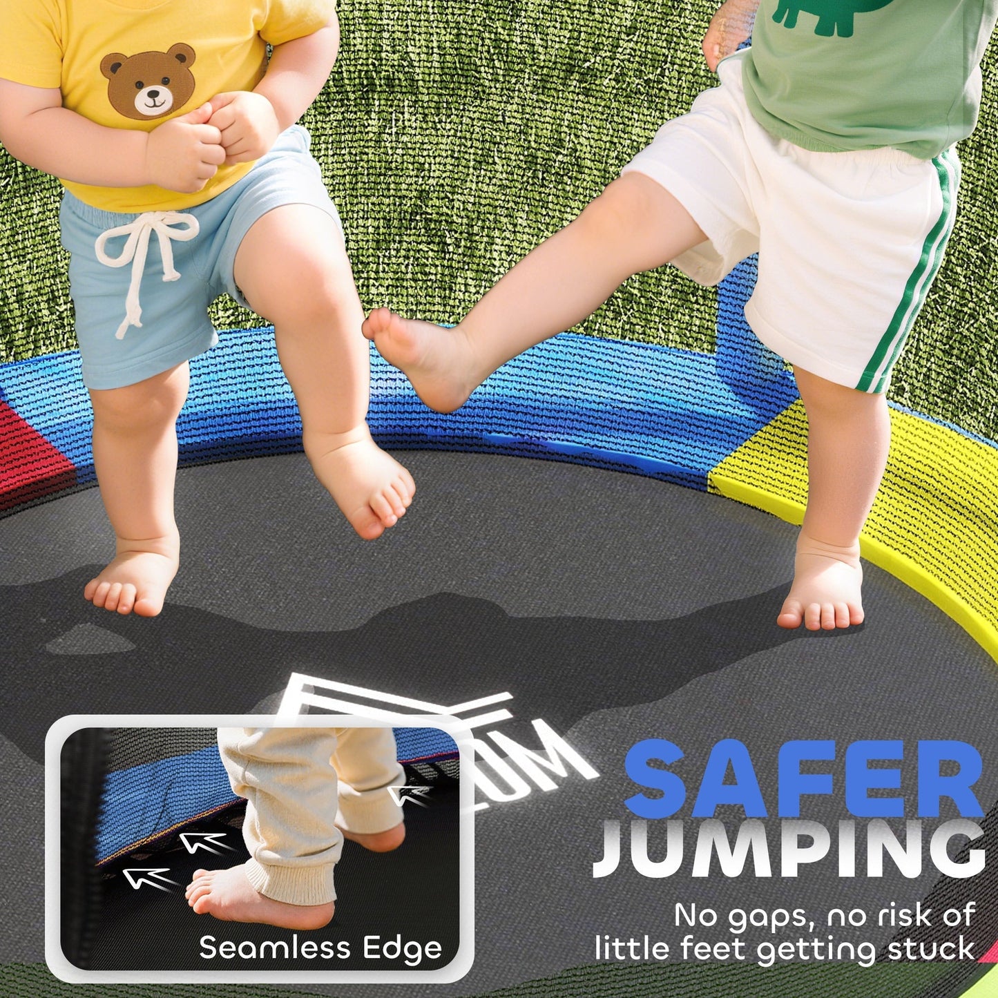 HOMCOM Kids Trampoline, with Enclosure Net, Steel Frame, for Ages 3-6 Years - MultiColoured