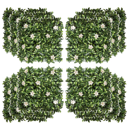 Outsunny 12PCS Artificial Boxwood Wall Panels 50cm x 50cm Rhododendron Privacy Fence Screen Faux Hedge Greenery Backdrop for Home Garden Backyard Balcony