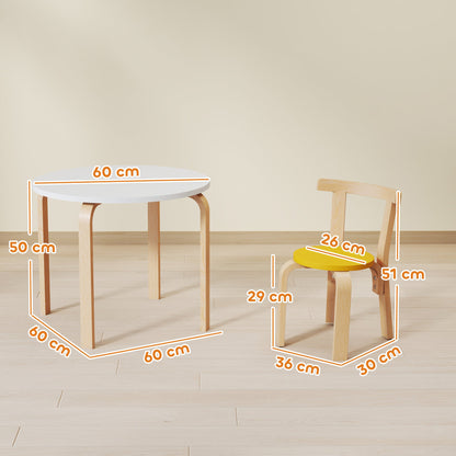 AIYAPLAY 5 Piece Kids Table and Chairs Set, Wooden Toddler Table and Chairs Set for Nursery, Playroom, Classroom, for 3-8 Years