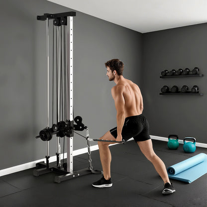 SPORTNOW Wall Mount Cable Machine, 15 Positions Adjustable Cable Crossover Machine Dual Pulley System for Home Gym