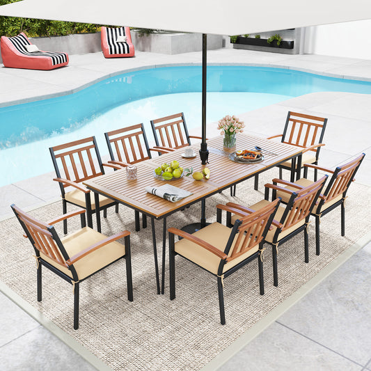 200 x 90cm Outdoor Dining Table with Metal Legs for Garden  Poolside