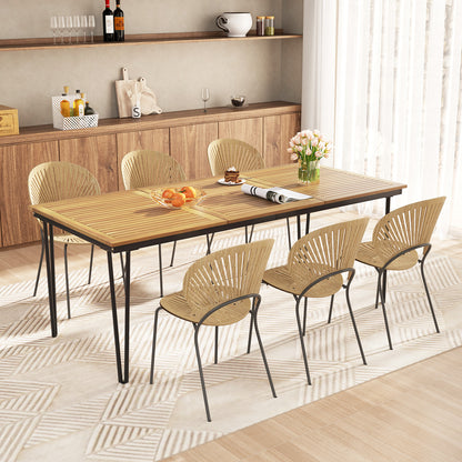 200 x 90cm Outdoor Dining Table with Metal Legs for Garden  Poolside