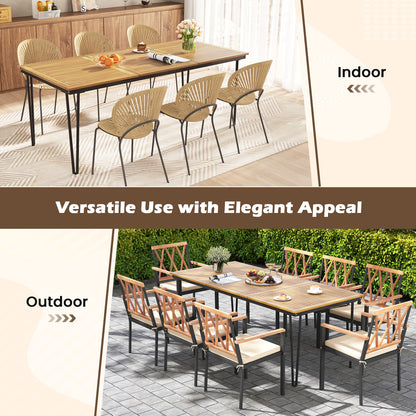 200 x 90cm Outdoor Dining Table with Metal Legs for Garden  Poolside