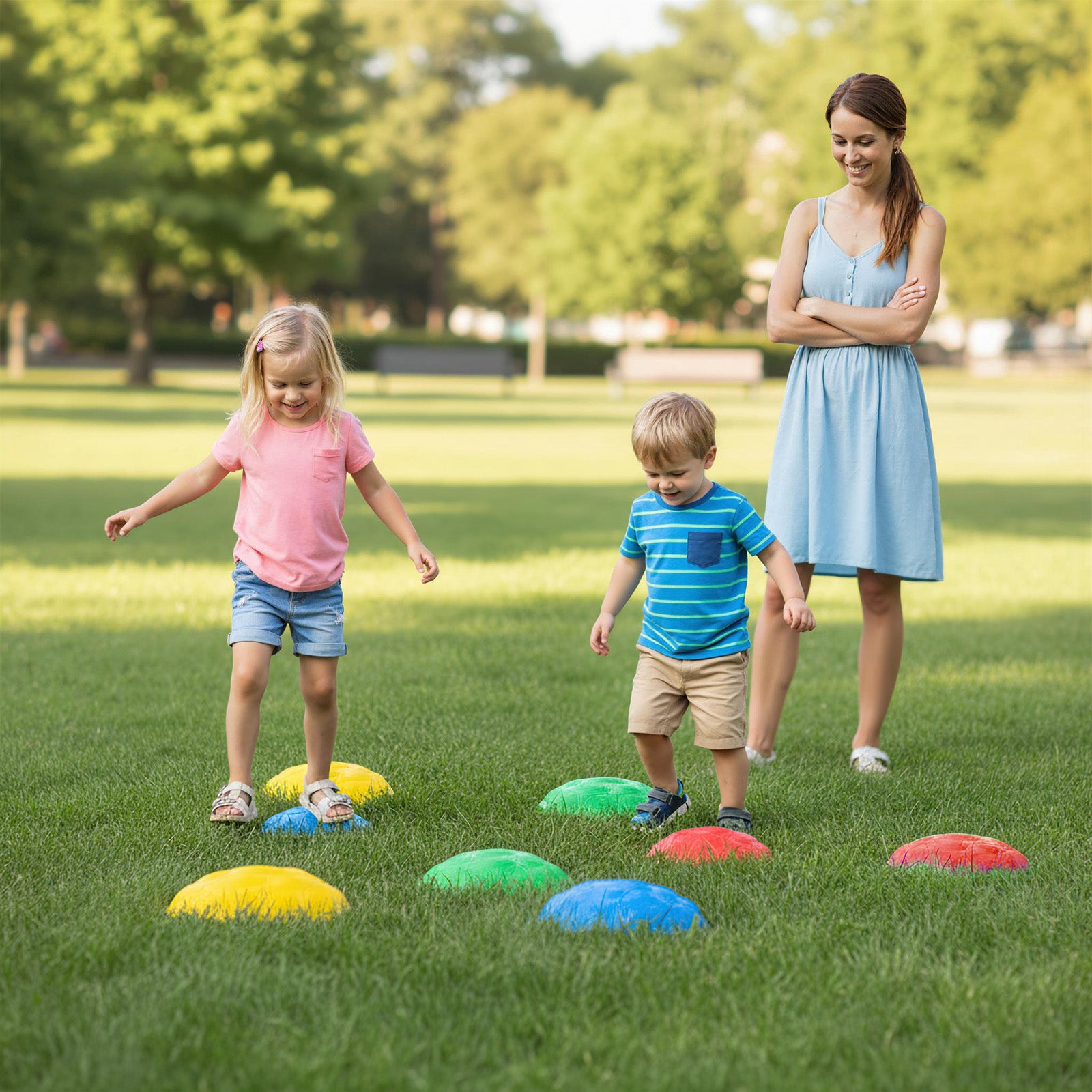 8 Pieces Non-Slip Toddler Stepping Stones for Kids Aged 3+-Colourful