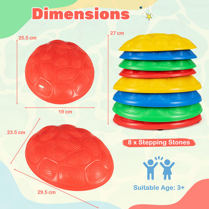 8 Pieces Non-Slip Toddler Stepping Stones for Kids Aged 3+-Colourful