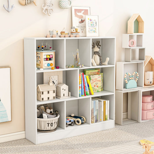 8-Cube Bookshelf with 2 Anti-Tipping Kits and Display Shelf for Home-White