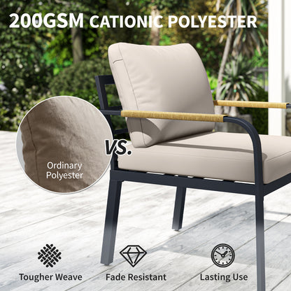 Outsunny 7 Seater Garden Furniture Set, Metal Garden Sofa Set with Cushions, Outdoor Furniture Conversation Sets, Khaki