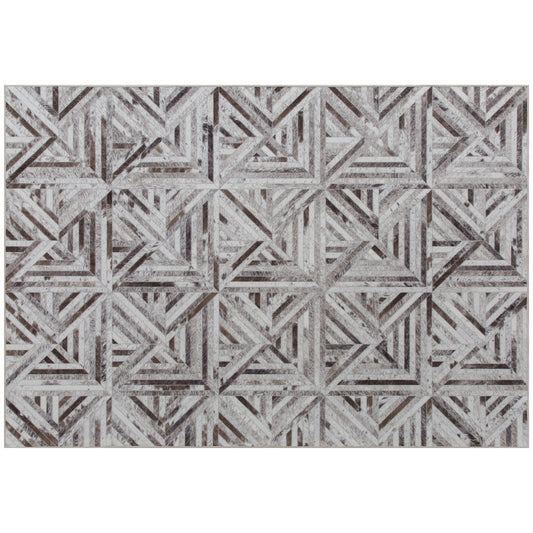 HOMCOM Modern Area Rug, Triangle Pattern Non-Slip Washable Rug, Chenille Floor Carpet for Living Room, Bedroom, Dining Room, Home Office, 230 x 160 cm, Brown