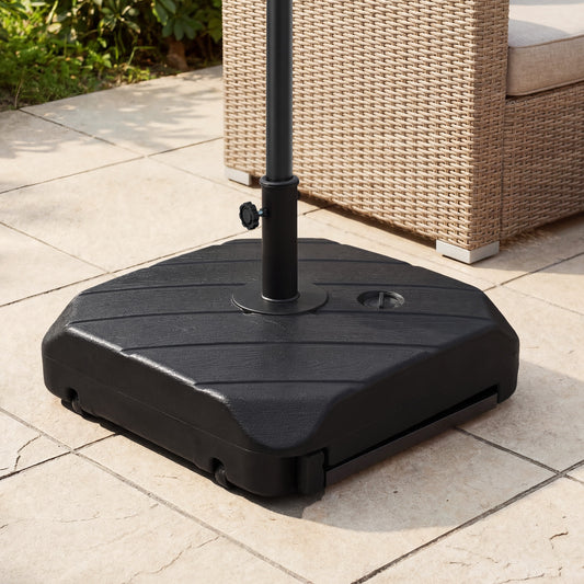 90 kg Fillable Patio Umbrella Base with Wheels and Telescopic Pull Rod