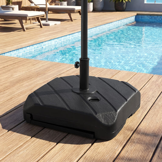 90 kg Fillable Patio Umbrella Base with Wheels and Telescopic Pull Rod