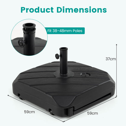 90 kg Fillable Patio Umbrella Base with Wheels and Telescopic Pull Rod