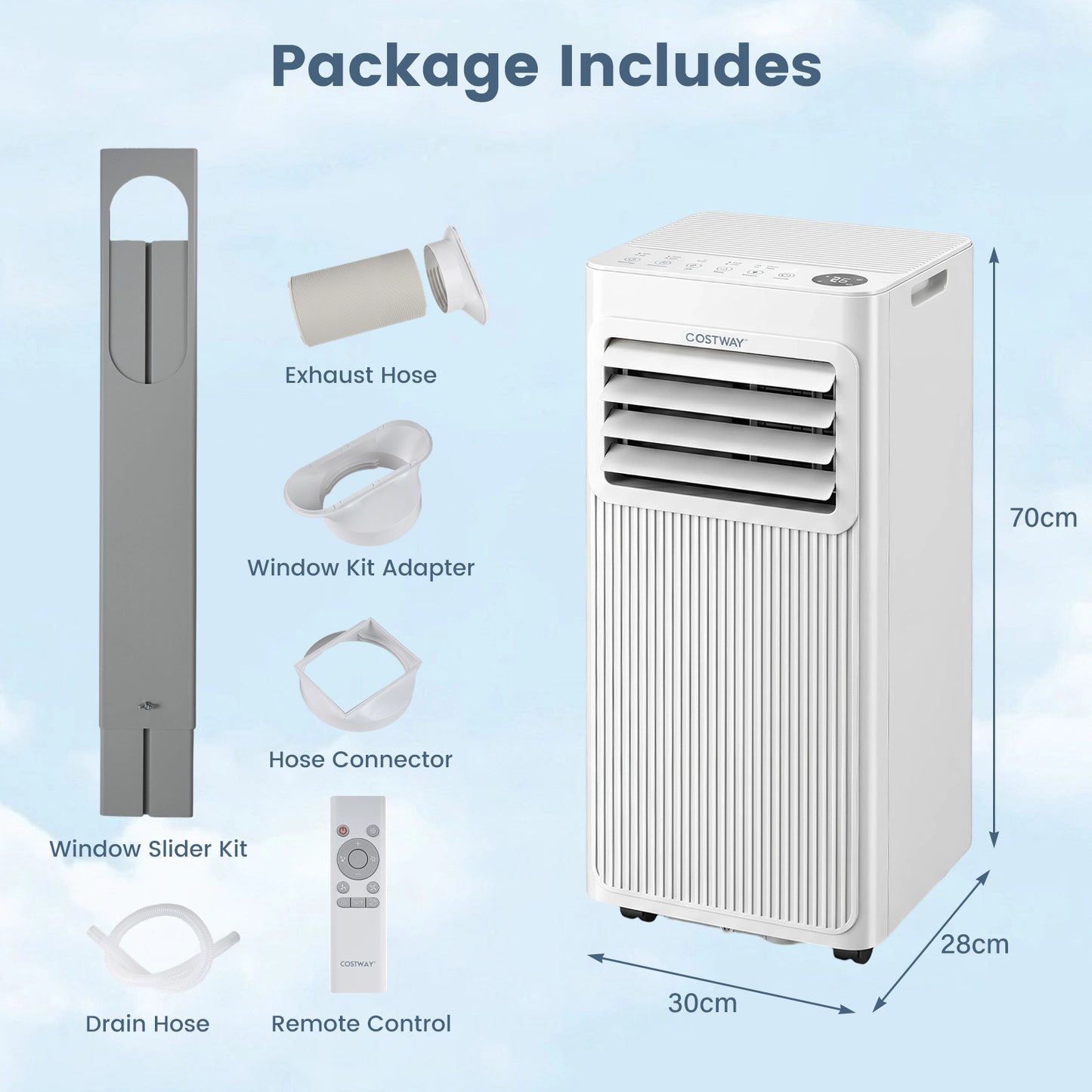 9000 BTU Portable Air Conditioner with Sleep Mode and 24H Timer-White