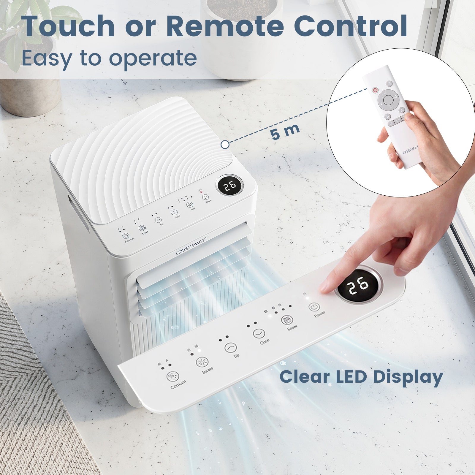 9000 BTU Portable Air Conditioner with Sleep Mode and 24H Timer-White