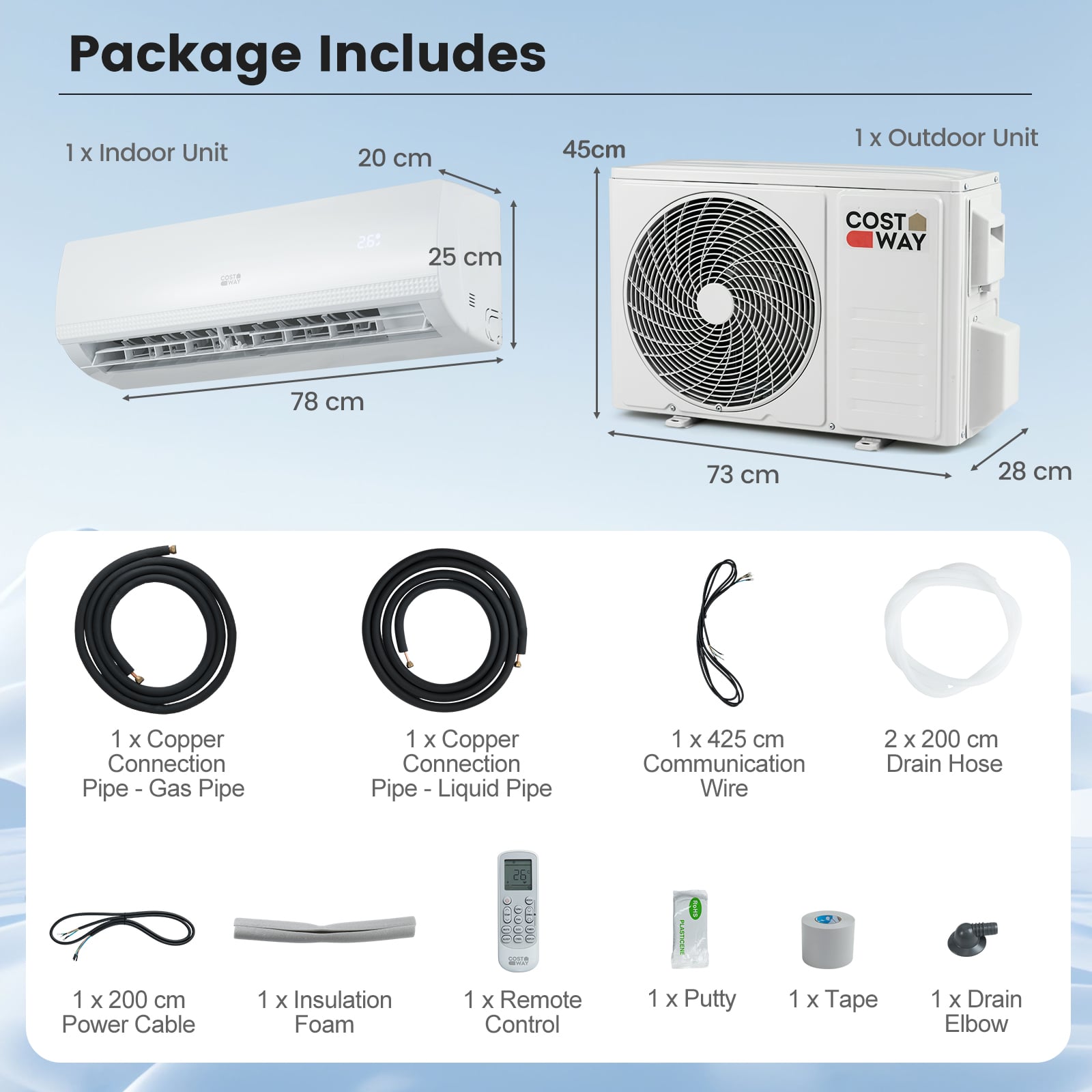 9000 BTU (2.6 kW) Mini Split Air Conditioner A++ Energy Efficient AC Unit-White