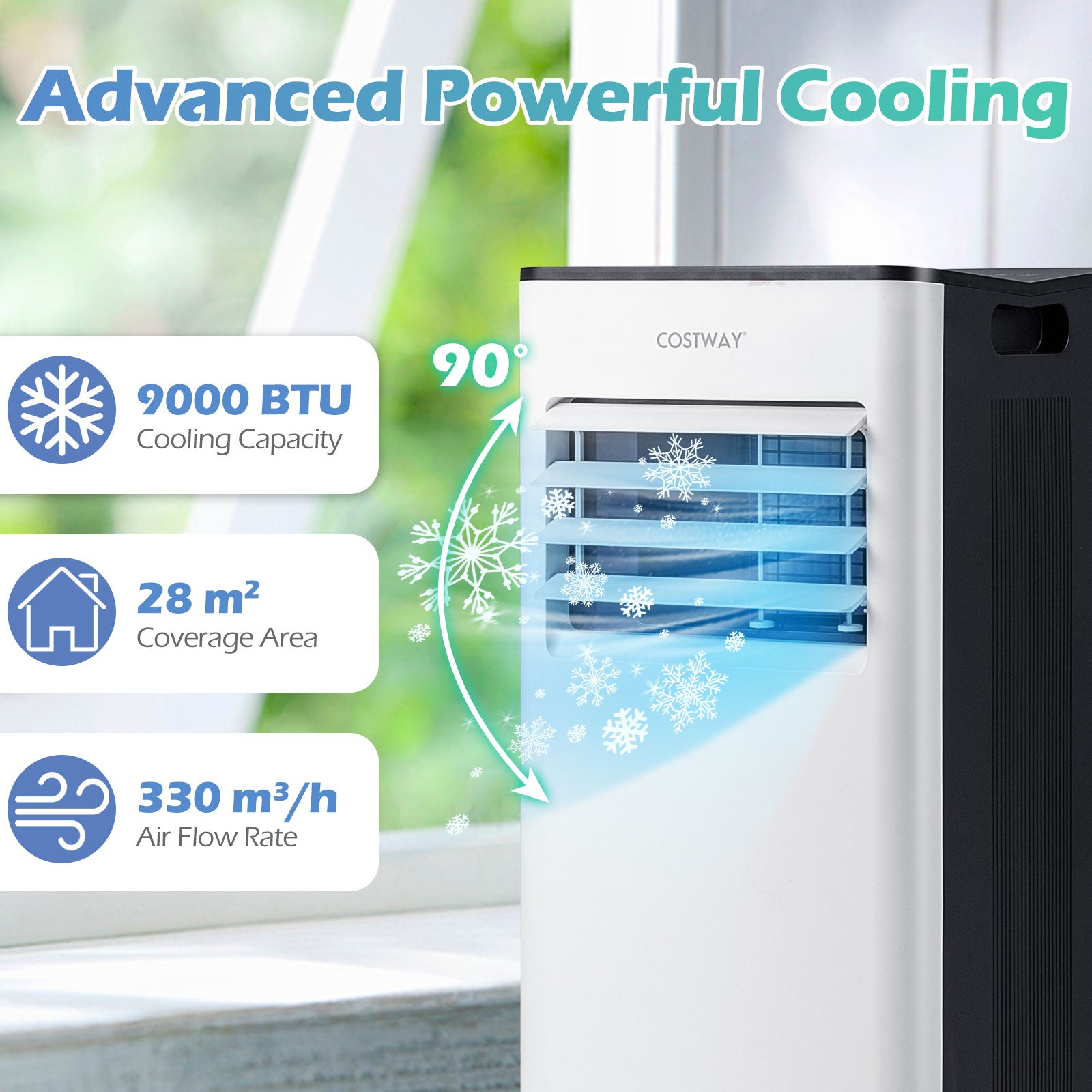 9000 BTU Portable AC 4-In-1 Air Conditioner with Dry and Fan Mode-Black