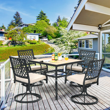 90 cm Square Patio Dining Table with Powder-Coated Steel Frame