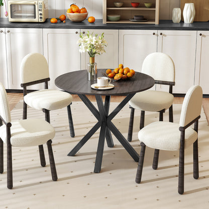 90CM Wood Dining Table with Intersecting Pedestal Base-Black
