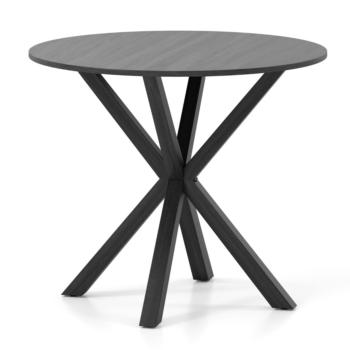 90CM Wood Dining Table with Intersecting Pedestal Base-Black