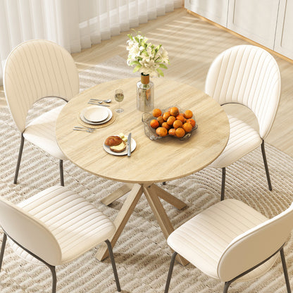 90CM Wood Dining Table with Intersecting Pedestal Base-Brown