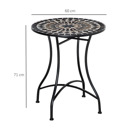 Outsunny Î¦60cm Mosaic Outdoor Patio Table - Black