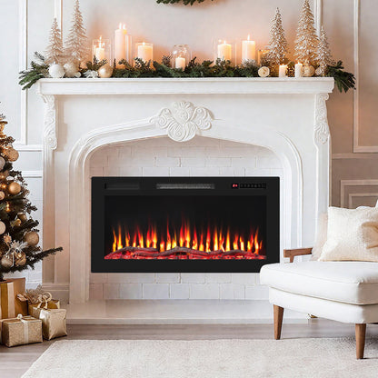 91cm Electric Fireplace with Remote and Multicolour Flame-91 cm