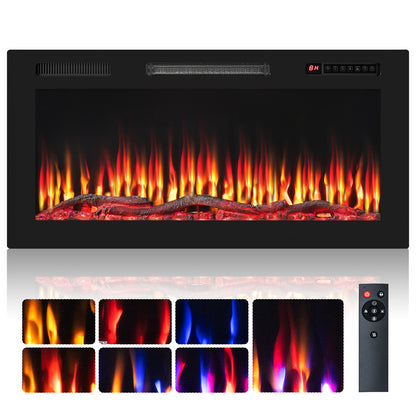 91cm Electric Fireplace with Remote and Multicolour Flame-91 cm