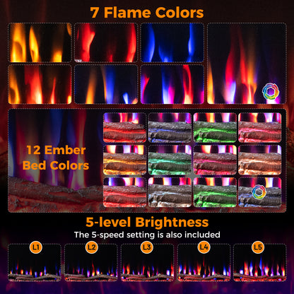 91cm Electric Fireplace with Remote and Multicolour Flame-91 cm
