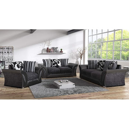 Ferol Fabric Footstool - Black/Grey