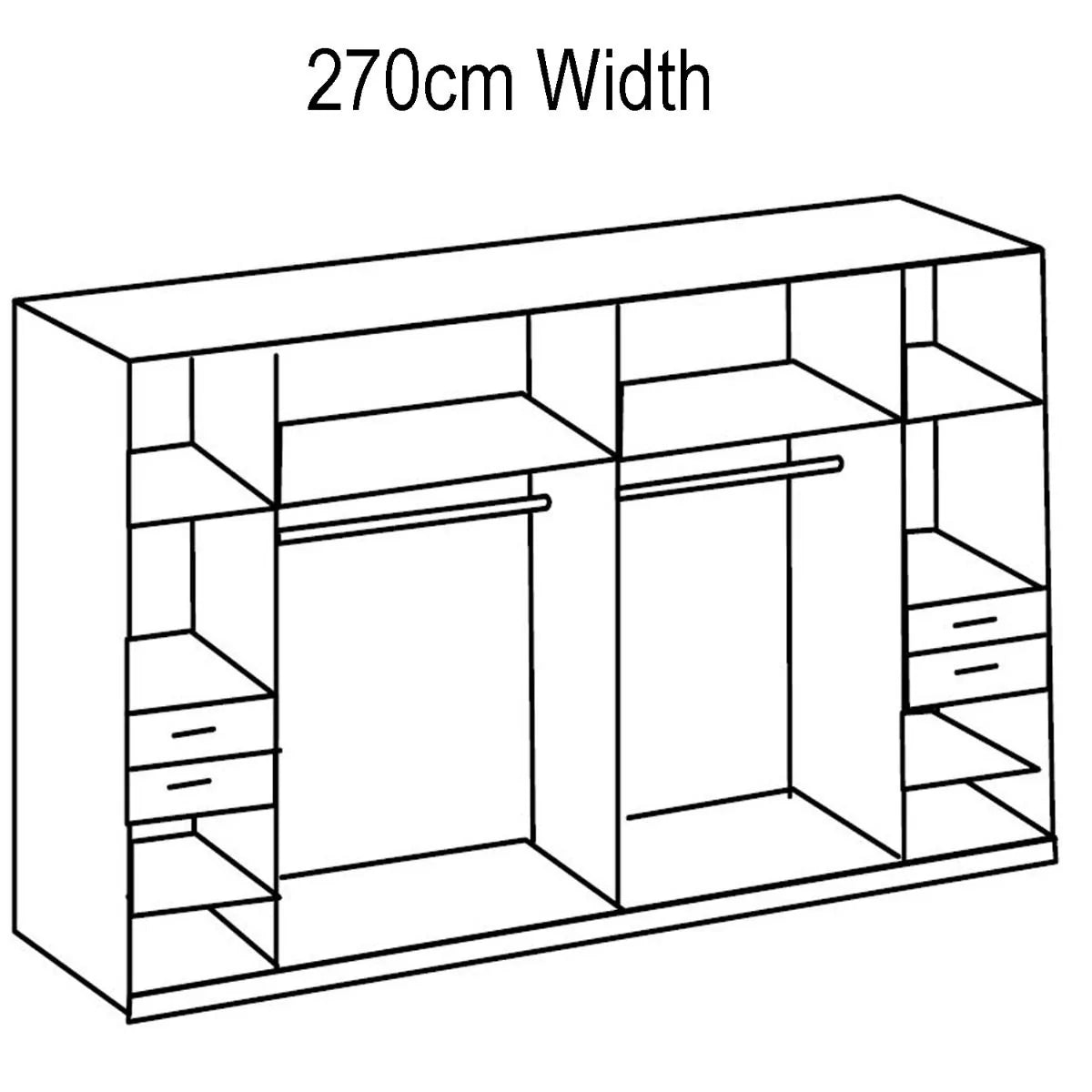 FENTON 6 Door Mirrored Wardrobe Oak and Graphite 270cm