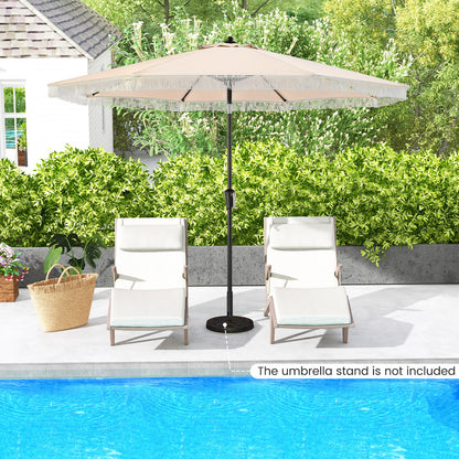 9 FT Patio Umbrella with Fringe Tassel Umbrella with Tilt and Crank-Beige