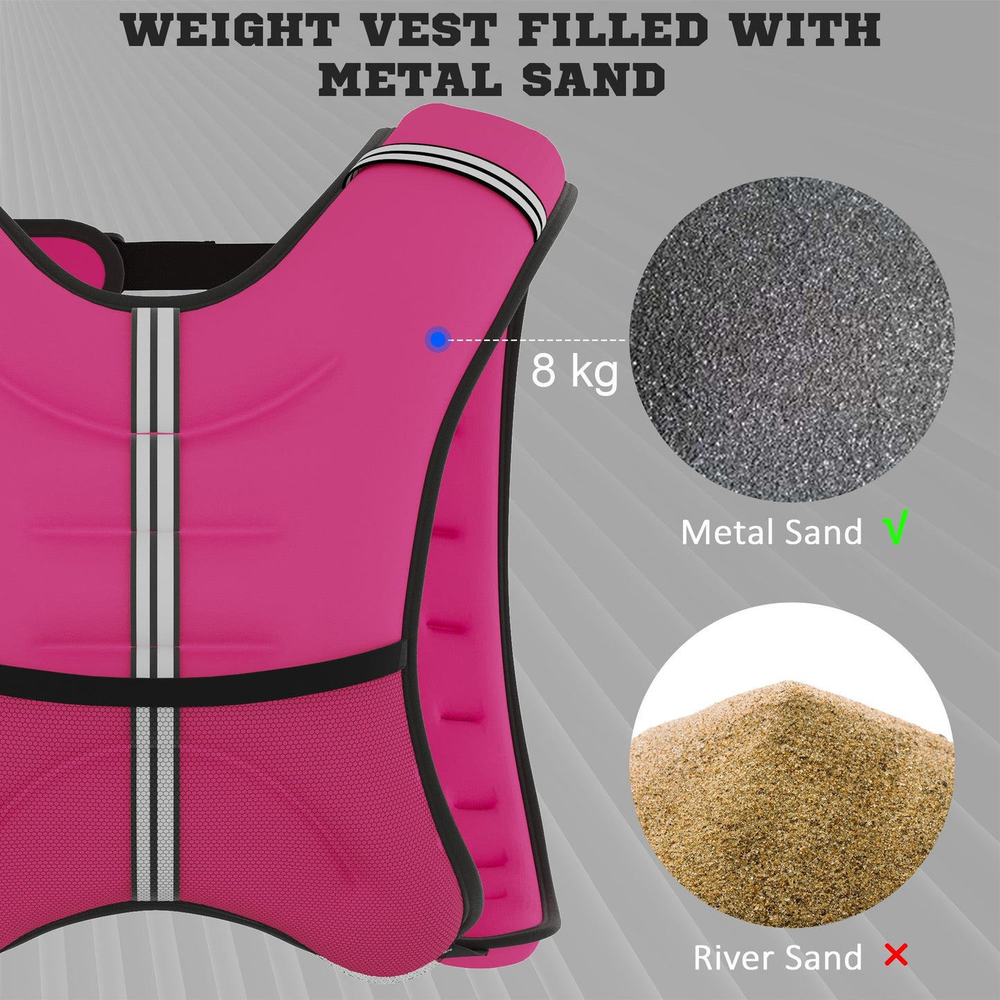 HOMCOM 8KG Weighted Vest, Running Weight Vest with Adjustable Strap, Convenient Pocket and Reflective Strips for Men and Women