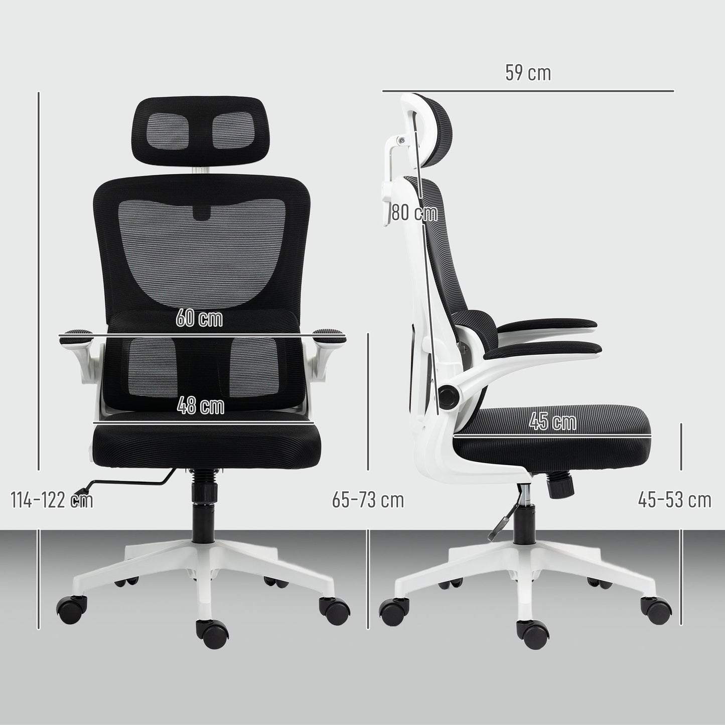 Vinsetto Ergonomic Office Chair, High Back Mesh Computer Desk Chair with Adjustable Headrest and Lumbar Support, Rotatable Armrests, Tilt Function for Home Office, Black